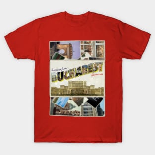 Greetings from Bucharest in Romania Vintage style retro souvenir T-Shirt